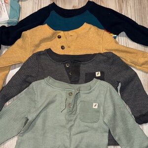 Cozy Kids Long Sleeve Henley Shirts - Mustard, Gray, and Sage